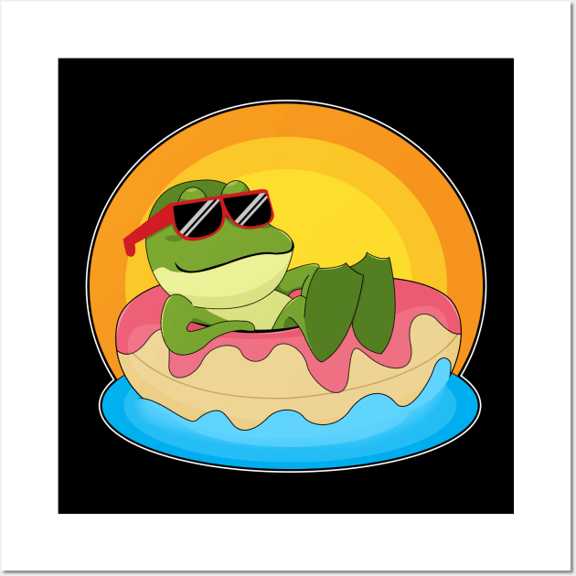 Frog at Swimming with Sunglasses Wall Art by Markus Schnabel